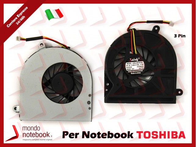 Ventola Fan CPU TOSHIBA C650 C655 C655D L650 L650D L655 (Versione 3 Pin)