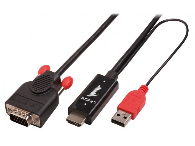 Lindy Video Cable Adapter 0.1 M Vga  (D-Sub) Hdmi + Usb Black