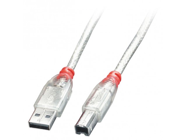 Lindy Usb 2.0 Cable Type A/B,  Tranparent, 3M