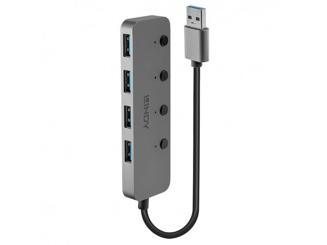 Lindy 4 Port USB 3.0 Hub with  On/Off Switches