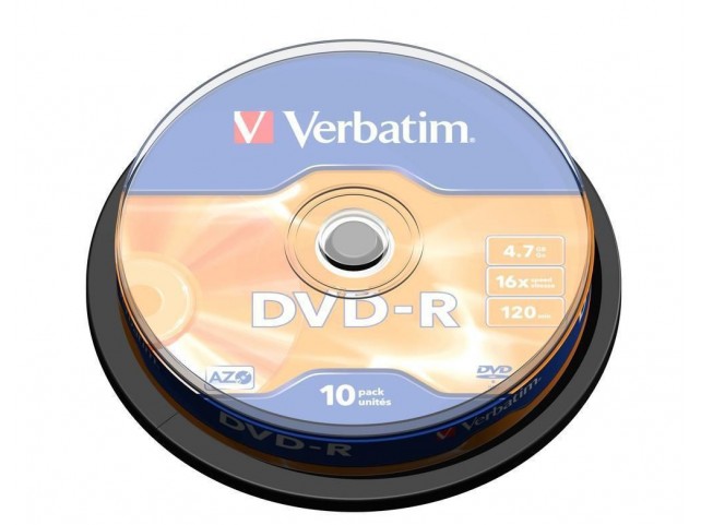 Verbatim DVD-R, General, 16X, 4.7GB  Branded Matt Silver,10 Pack