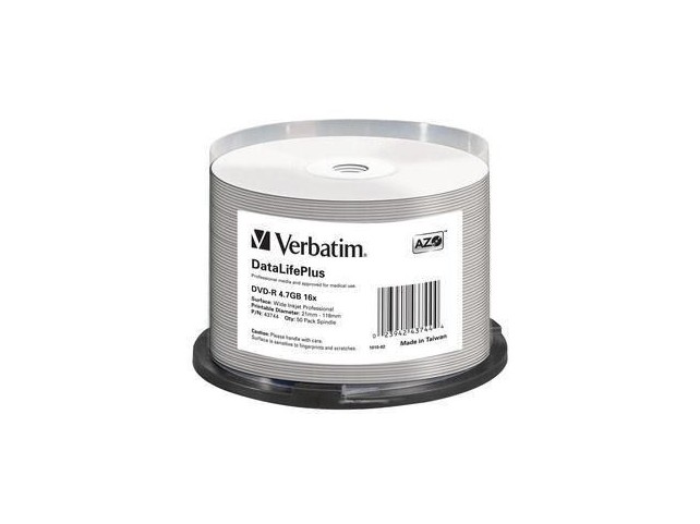 Verbatim DVD-R 16X bulk, 4.7GB Wide ink  print.Prof Non IDBrand,50 Pack