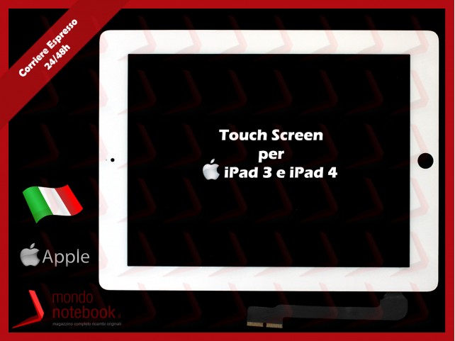 Vetro Touch Screen APPLE iPad 4 (BIANCO) White Touchscreen
