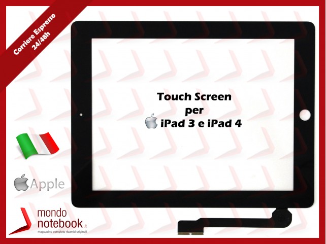 Vetro Touch Screen APPLE iPad 4 (NERO) Black Touchscreen
