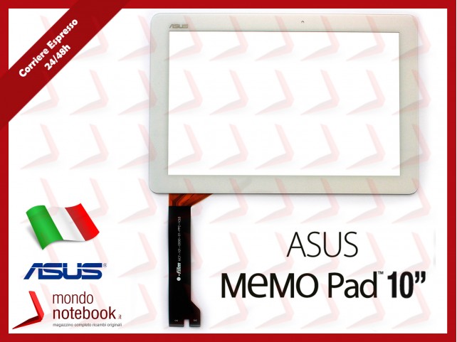 Vetro Touch Screen Compatibile Asus Memo Pad 10 ME102 ME102A K00F (BIANCO)