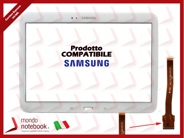 Vetro Touch Screen Compatibile SAMSUNG GALAXY tab 3 GT-P5200 P5210 P5220 10'' (BIANCO)