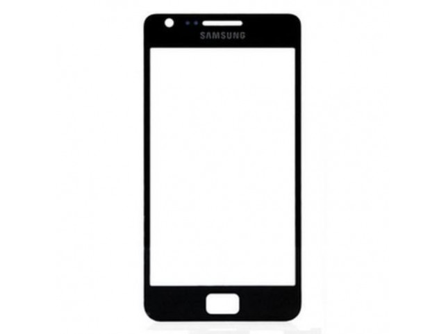Vetro Vetrino per Smartphone SAMSUNG Galaxy S2 i9100 + BIADESIVO (Nero)