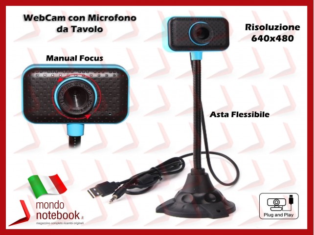 Webcam per Skype Risoluzione 640x480 VideoCamera da Tavolo con Asta Flessibile