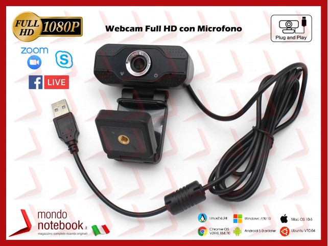 Webcam Risoluzione 1080p con Microfono VideoCamera Smart Working Cam