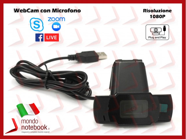 Webcam Risoluzione 1080P VideoCamera Smartworking per Skype