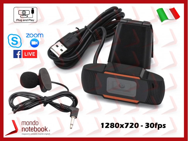 Webcam Risoluzione 720p + Mic con Clip VideoCamera Smartworking per Skype