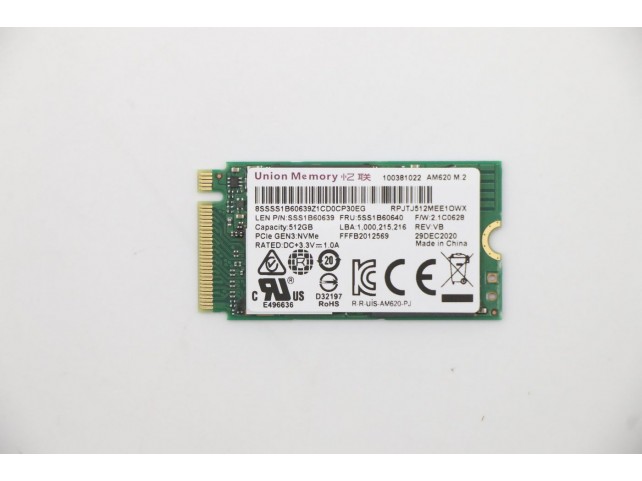 Lenovo UMIS AM620 512GB PCIe 2242  RPJTJ512MEE1OWX SSD EMI