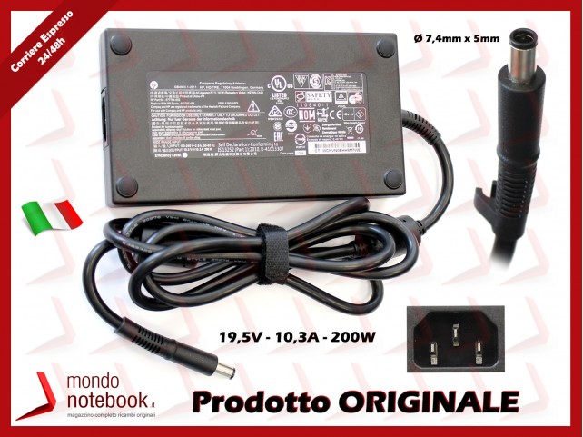Alimentatore Originale HP 200W EliteBook 8540W (7,4mm x 5,0mm)