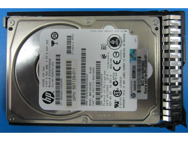 Hewlett Packard Enterprise 450Gb 6G SAS HDD 10K 2.5in SC  450GB hot-plug dual-port SAS