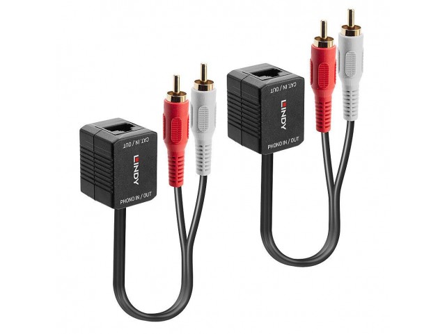 Lindy Stereo Audio Extender,  Cat.5/6 100M 2X Rca