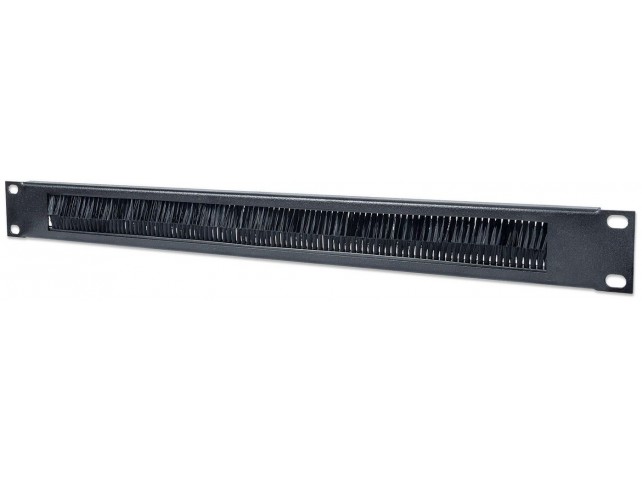 Intellinet 19" Cable Entry Panel, 1U,  With Brush Insert, Black