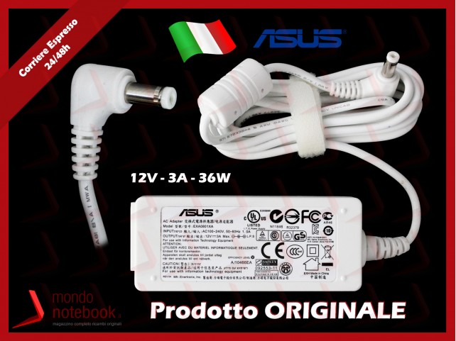 Alimentatore Originale ASUS 36W 12V 3A (Presa 2P) BIANCO (4.8mm x 1.7mm)