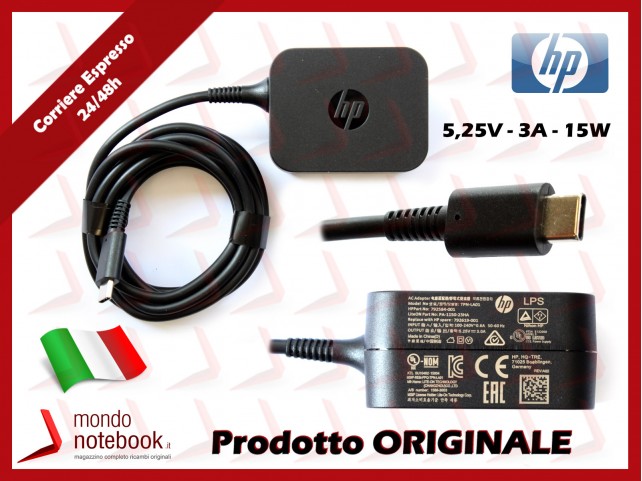 Alimentatore Originale HP 15W 5.25V 3A TPN-LA01 (SENZA PLUG) Type C