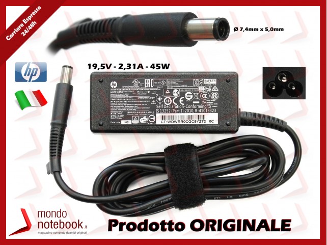 Alimentatore Originale HP 45W 19,5V 2,31A (7,4mm x 5,0mm) 613151-001