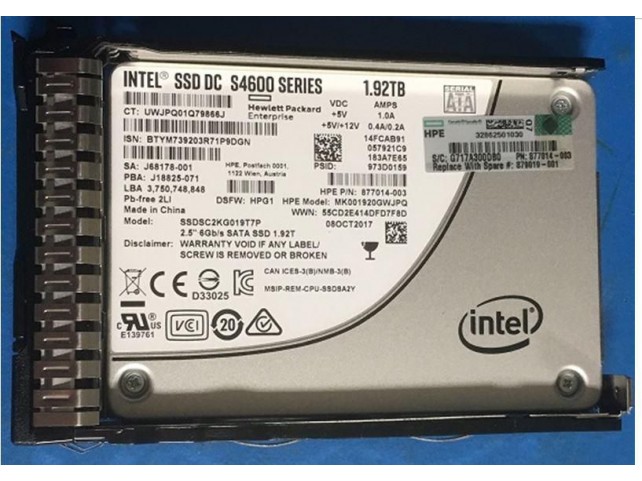 Hewlett Packard Enterprise SSD 1.92TB 6G SFF SATA MU SC  DS