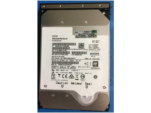 Hewlett Packard Enterprise DRV HDD 12TB 7.2K LFF  SAS LP HE DS