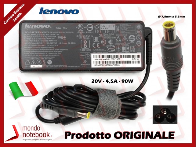 Alimentatore Originale Lenovo Thinkpad 90W 20V 4,5A (7,8mm x 5,5mm) 3P