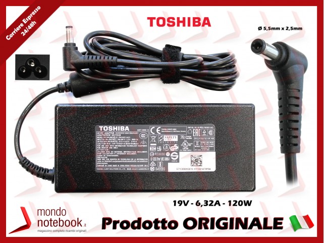 Alimentatore Originale TOSHIBA 120W 19V 6,32A (5,5 x 2,5)mm