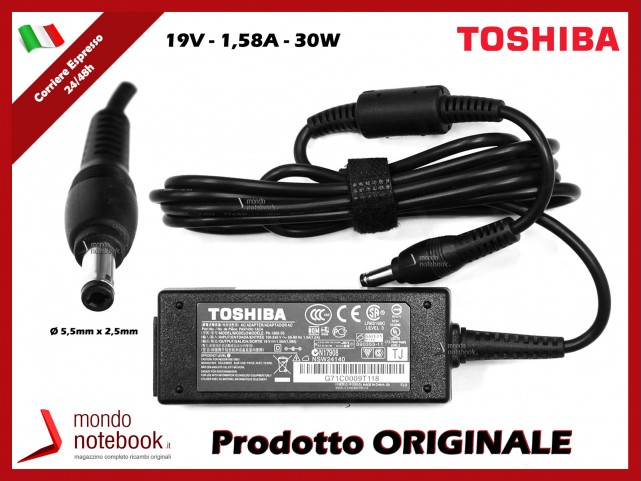 Alimentatore Originale TOSHIBA 30W 19V 1,58A (5,5mm x 2,5mm)