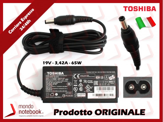 Alimentatore Originale TOSHIBA 65W 19V 3,42A (2 POLI)