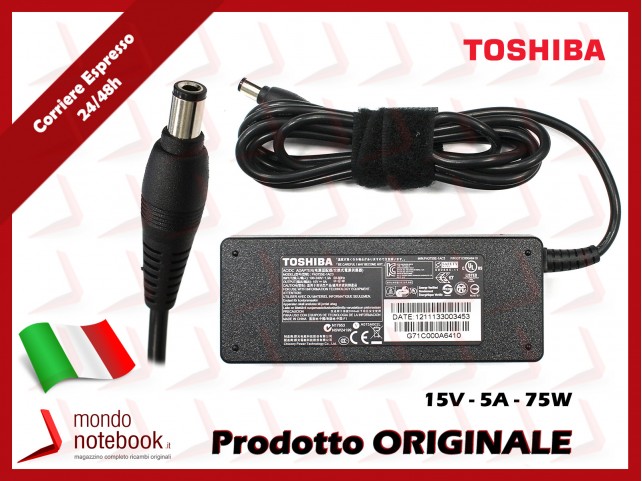Alimentatore Originale TOSHIBA 75W 15V 5A (6,3mm X 3mm)