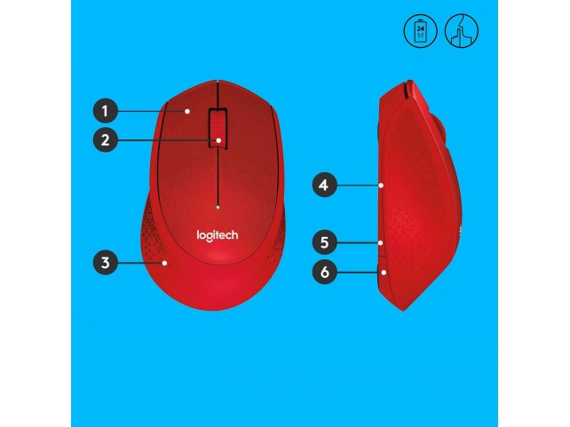 Logitech M330 Silent Mouse, Wireless  Red