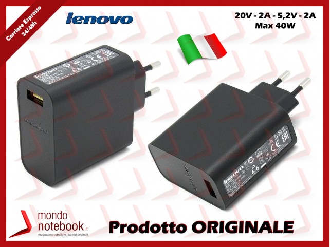 Alimentatore USB 20V 2A & 5,2V 2A ORIGINALE LENOVO