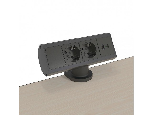Kondator Smartline Desk Alu/Black  2 Power, 1 USB