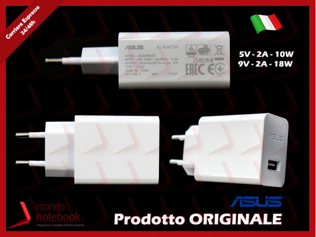 Alimentatore USB Originale ASUS (5V 10W 2A) (9V 18W 2A) 2P (BIANCO)