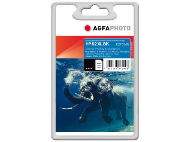 AgfaPhoto Ink Black HP No. 62 XL  Pages 600, 12ml