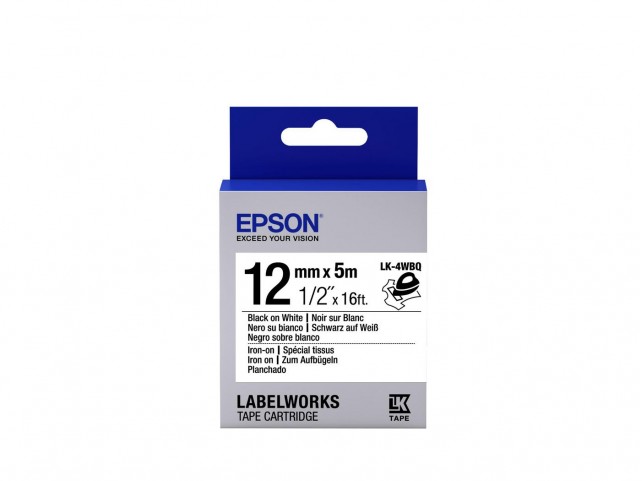Epson TAPE - LK4WBQ IRON ON BLK/  WH 12/5