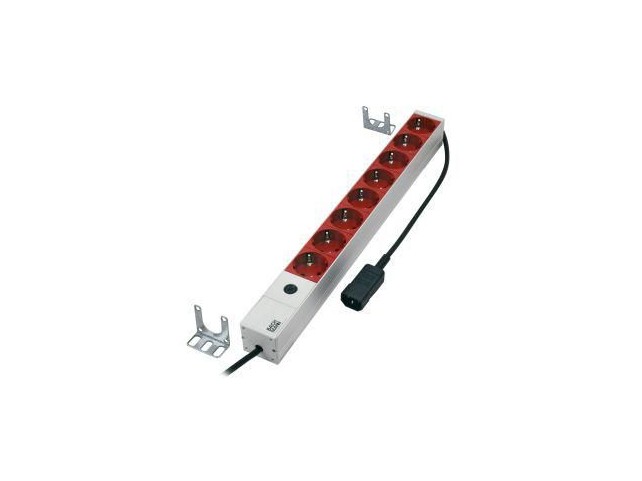 MicroConnect 8-way Outlet strip,19" 1U  C14 To 8 x European Schuko