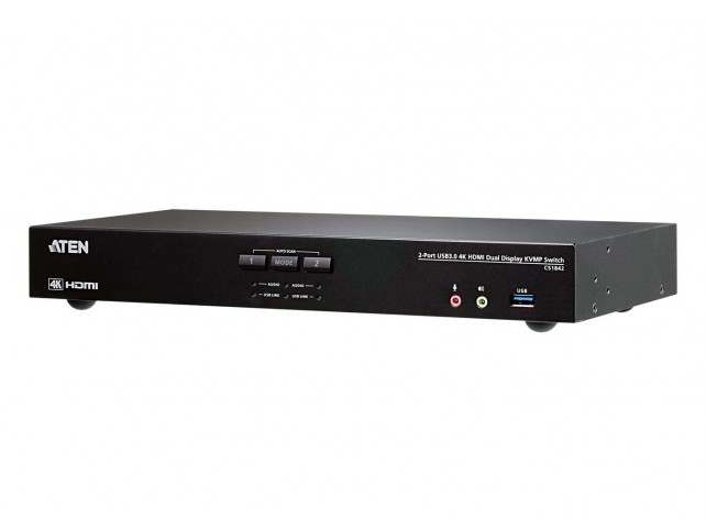 Aten 2-Port True 4K HDMI Dual-View  KVM Switch with Audio & USB