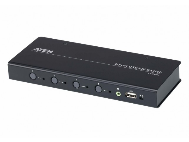 Aten 4 Port USB KVM Switch  4-Port USB KM Switch, Black
