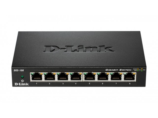D-Link 8-Port Gigabit Ethernet Metal  Housing Unmanaged Light