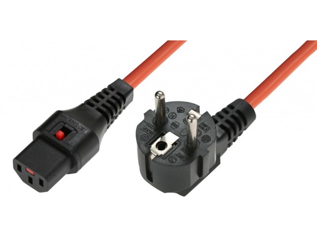 MicroConnect IEC LOCK C13 to R/A SCHUKO  1.00mm2, 3M, ORANGE