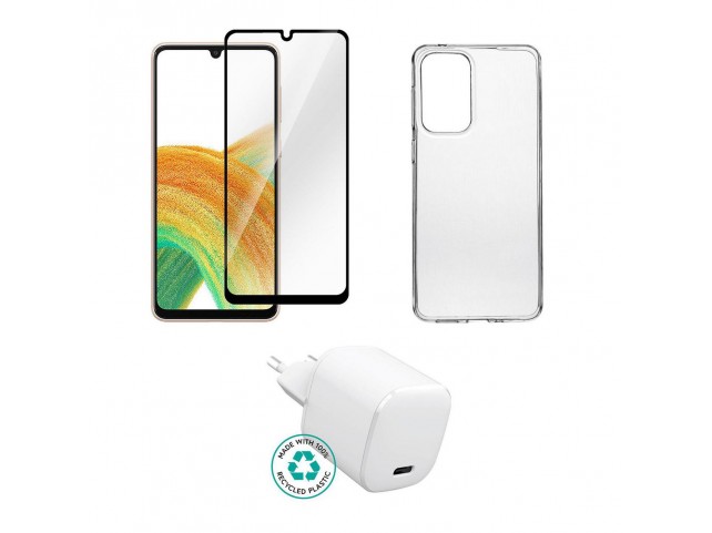 eSTUFF Kit for Samsung Galaxy A33  5G. Charger, Cover, Glass.