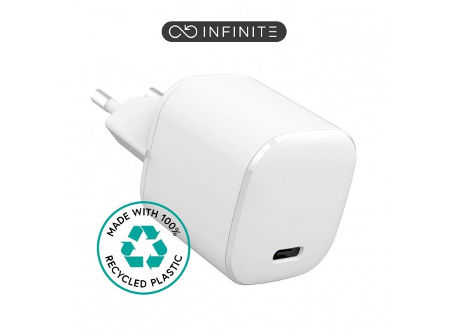 eSTUFF INFINITE USB-C Charger EU PD  20W. 1 x USB-C. White.