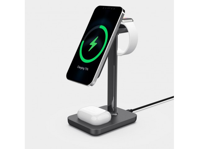 eSTUFF 3in1 Magnetic Wireless Charger  Spacegrey alu/plastic.