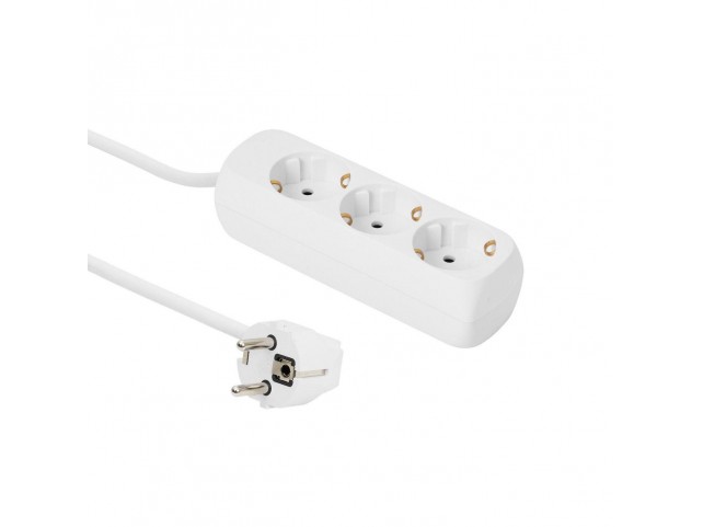MicroConnect 3-way Schuko Socket 3M White  Without ON/OFF Switch,