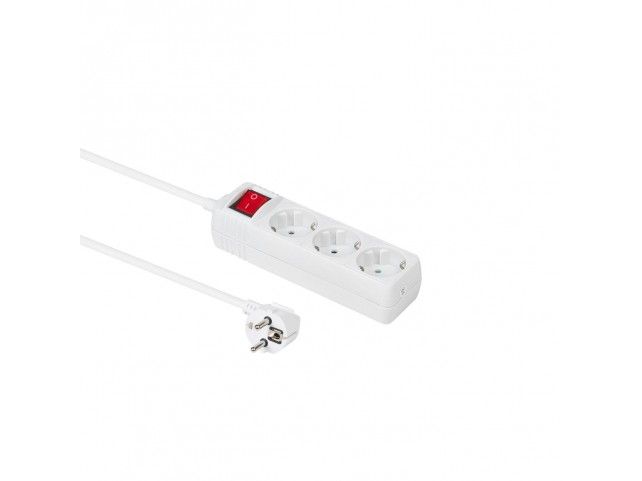 MicroConnect 3-way Schuko Socket 3M White  With Illuminated Switch