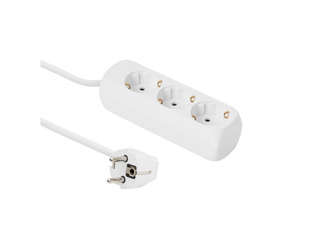 MicroConnect 3-way Schuko Socket 5M White  Without ON/OFF Switch, with