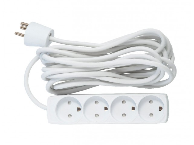 MicroConnect 4-way Danish Power Strip 5m  With Earth, without ON/OFF
