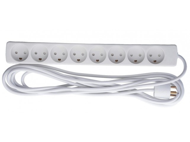 MicroConnect 8-way Danish Power Strip 5m  With Earth, without ON/OFF