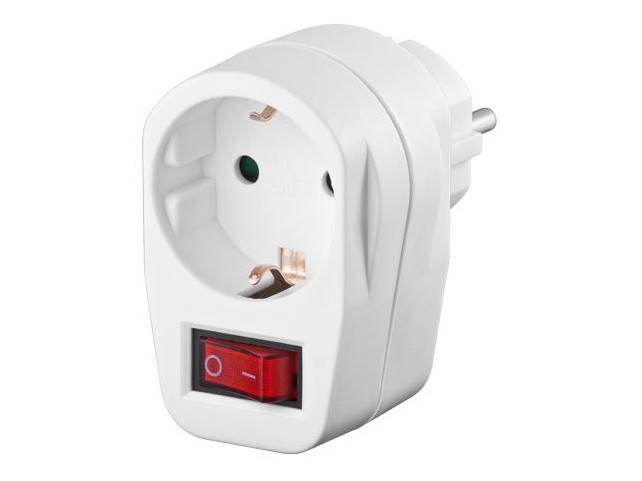 MicroConnect Safety socket adapter, white  230V / 16A / 3500W